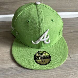 New‎ Era 59Fifty Atlanta Braves Flat Bill Fitted Hat in Island Green Size 7 3/8